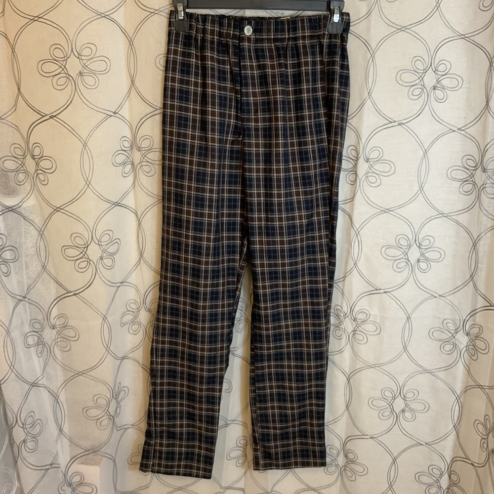 NWT Women's John Galt Navy Blue Plaid Pants One Size
